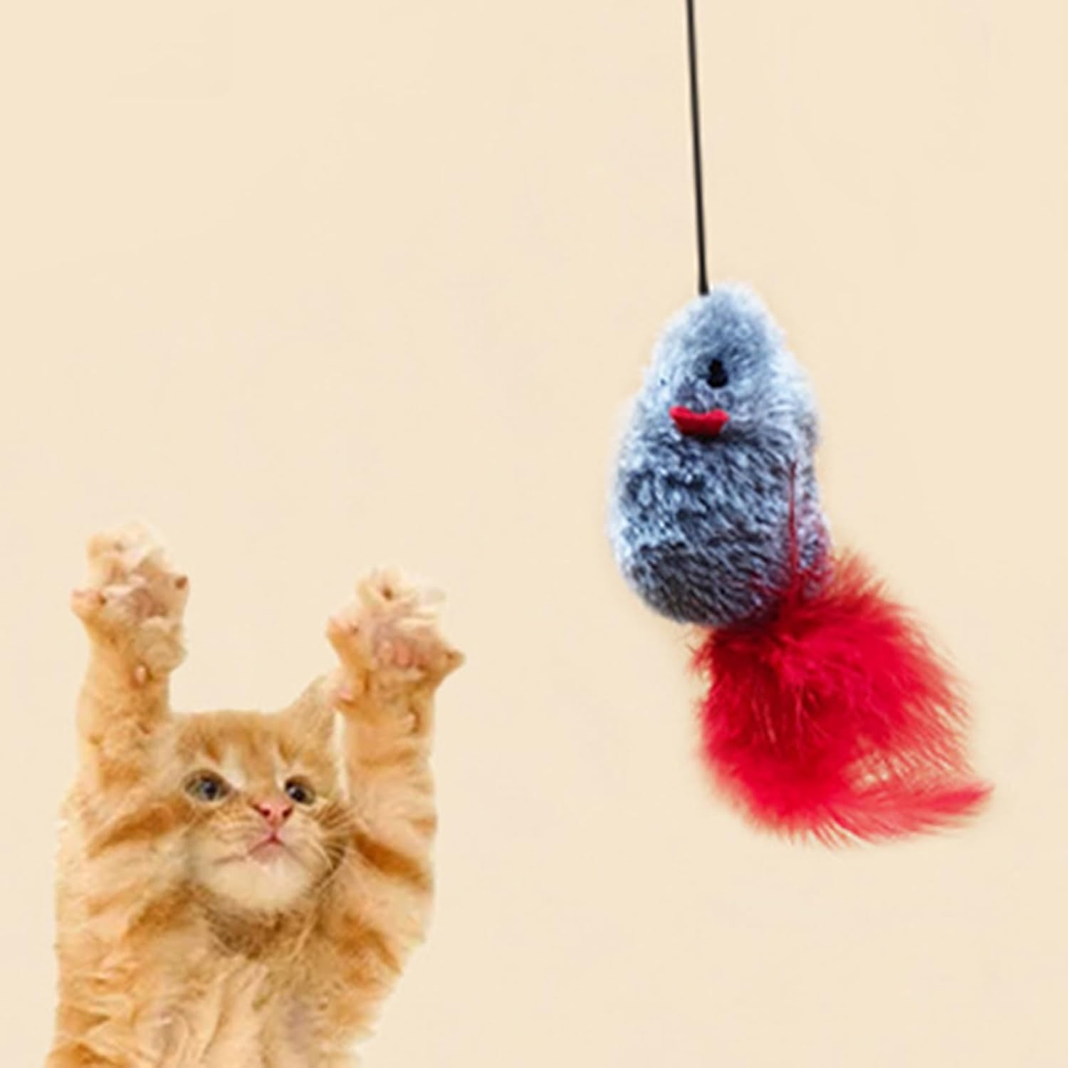 Shurzzesj Mouse Cat Toy | Kitten Mouse Toys,Cat String Toy Hangable Cat Teaser Elastic String Interactive Cat Feather Toys for Cat Kitten Exercise image number 2