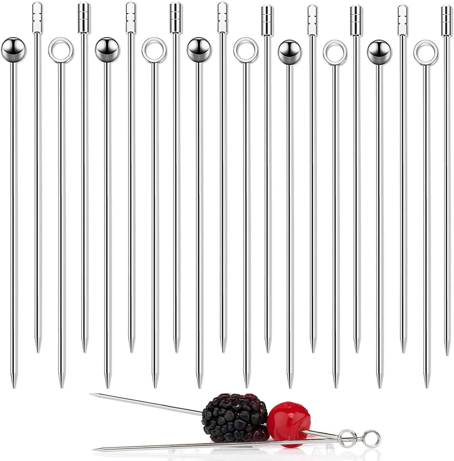 20Pcs Stainless Steel Cocktail Picks,4.3-Inch Reusable Fruit Bar,Metal Cocktail Party Toothpicks,Suitable for Fruit,Appetizers,Club Sandwiches,Bars or Parties (Silver) image number 6