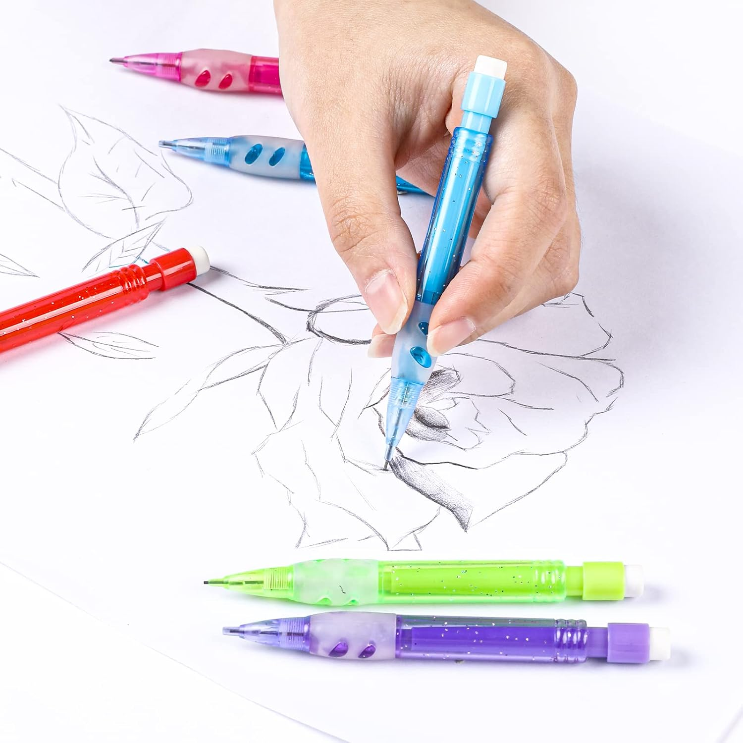 KALIONE 15Pcs Mini Mechanical Pencils Assorted Automatic Pencils with Mini Erasers 0.7 Mm Small Mechanical Pencil Pens for Home Office School Stationery Supplies image number 4