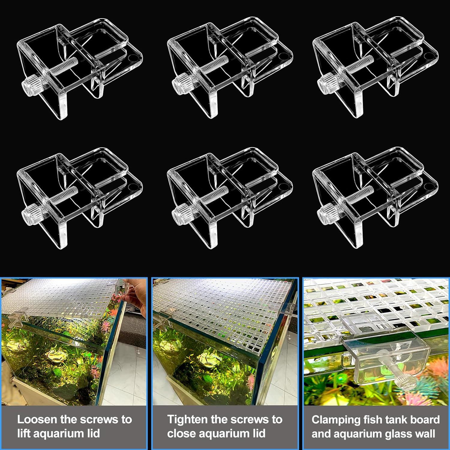 6 Pcs Aquarium Lid Clips Rimless Aquarium Fish Tank Top Cover Lid Hood Support Holder Glass Aquarium Acrylic Fish Tank Top Clip image number 5