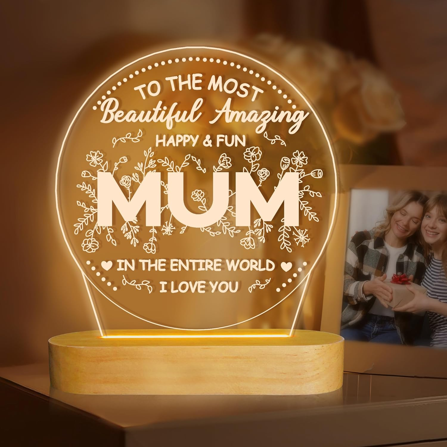 Gifts for Mum from Kids, I Love You Mom Night Light with Warm Light for Home Decor,Mum Gifts for Chritmas & Mother'S Day & Birthday & Thanksgiving Day for Mommy Mother Mama - Mom image number 5