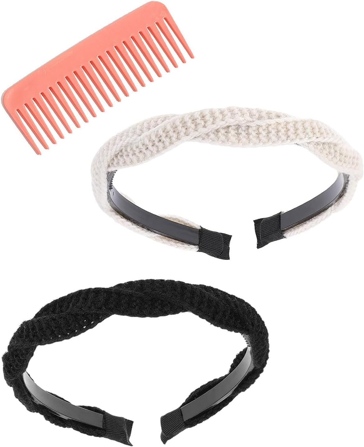 IPNSDON Set of 2 Hair Bobbles for Women, Braided Hair Scrunchies, Retro Toothed Hair Scrunchies, Fashion Hair Accessories for Women and Pink Comb for Daily Grooming image number 5