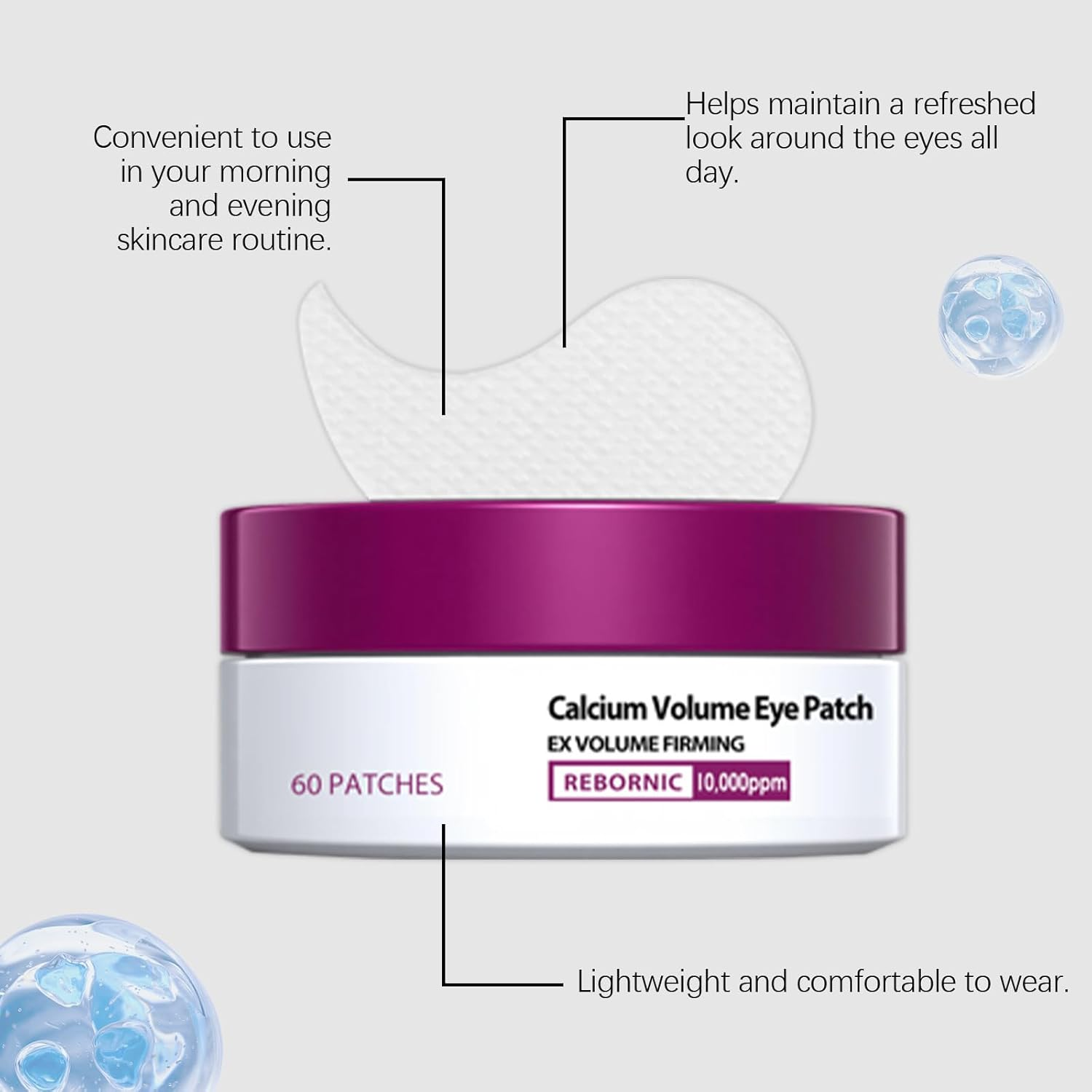 Calcium Volume Eye Patches 60Ea - Hydro Cool Firming Gels under Eye Patches for Puffy & Bags, Dark Circles, Anti-Aging, Sagging, Wrinkles, Gentle Care for Delicate Area image number 6