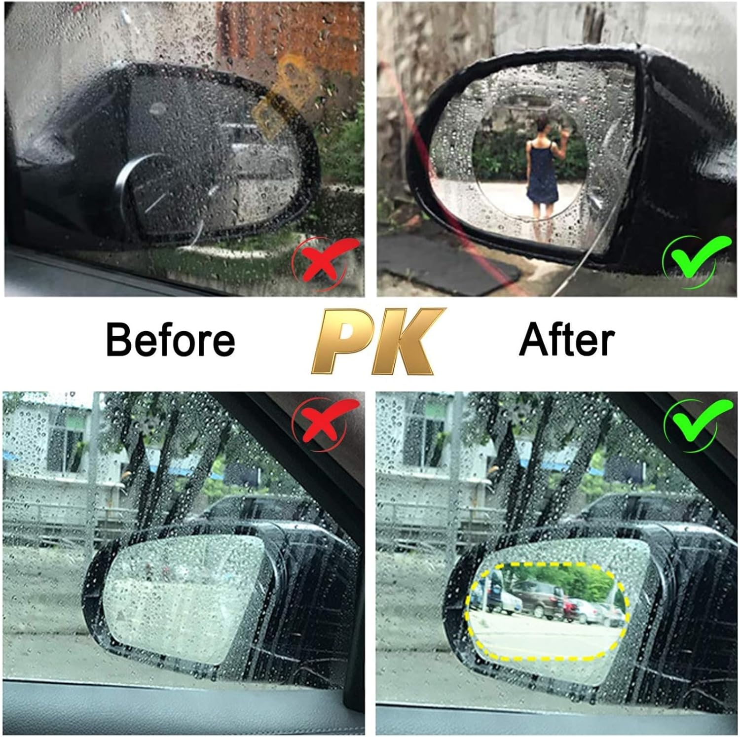 12 Pack Car Rearview Mirror & Side Window Rainproof Film - Anti-Fog/Anti-Glare/Waterproof Mirror Protective Film for Cars, Trucks, SUV, Bus image number 5