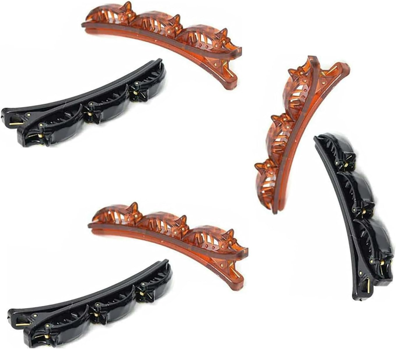 6 Pieces Black and Brown Double Layer Bands French Braiding Hair Fashion Double Layer Ribbon Twist Braid Clip Front Hairpin Headband Beauty Tool Hairpin Headband