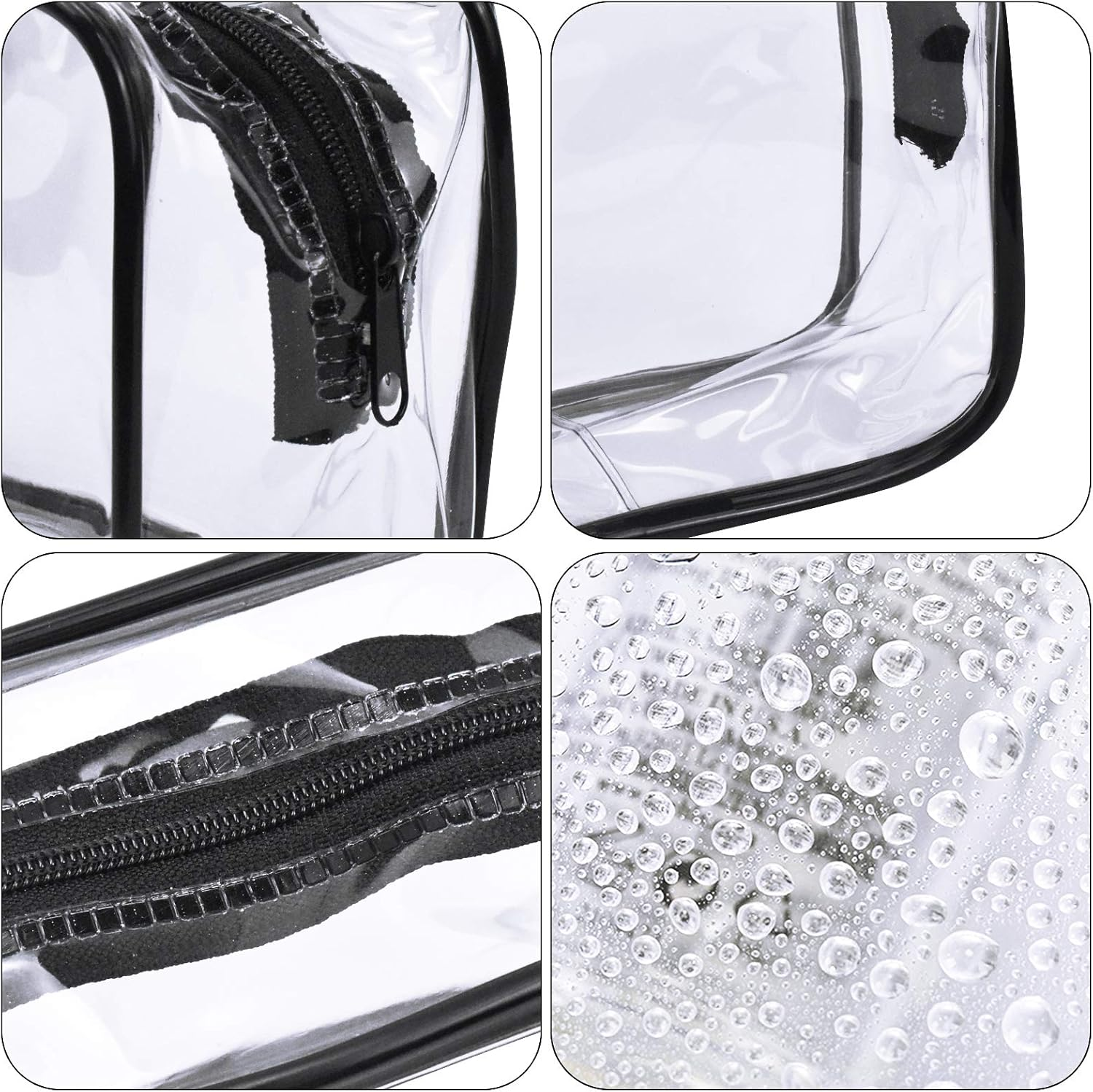 Clear Makeup Bags Set, 4 PVC Zippered Toiletry Carry Pouch, Travel Toiletries Bag, Portable Cosmetic Makeup Organizer Case, for Vacation, Bathroom and Organizing image number 3