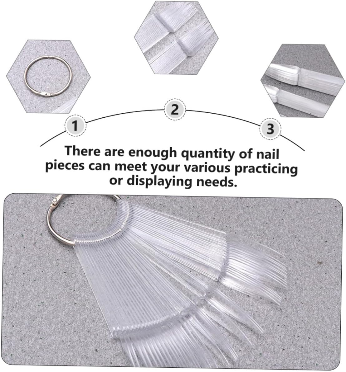 HAMPPLIES 160Pcs Fan Shaped Transparent Nail Piece Color Board for Manicure Practice False Tips Display Multipurpose Nail Salon Tool for Polish Color Display and Art Training image number 3