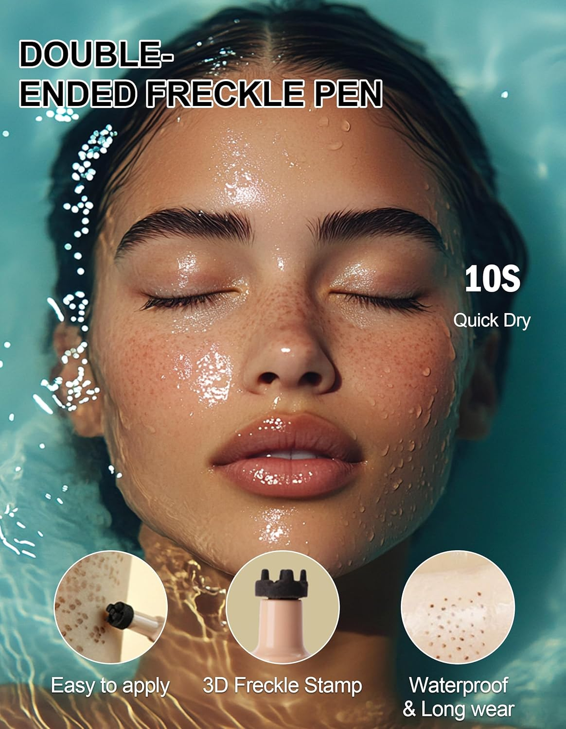 Erinde Eyeliner Freckle Pen, Natural 2 in 1 Liquid Freckle Stamp & Smudge-Proof Liquid Eyeliner, Long Lasting Waterproof Freckles Tattoo Marker, High Pigment Eye Liners #02
