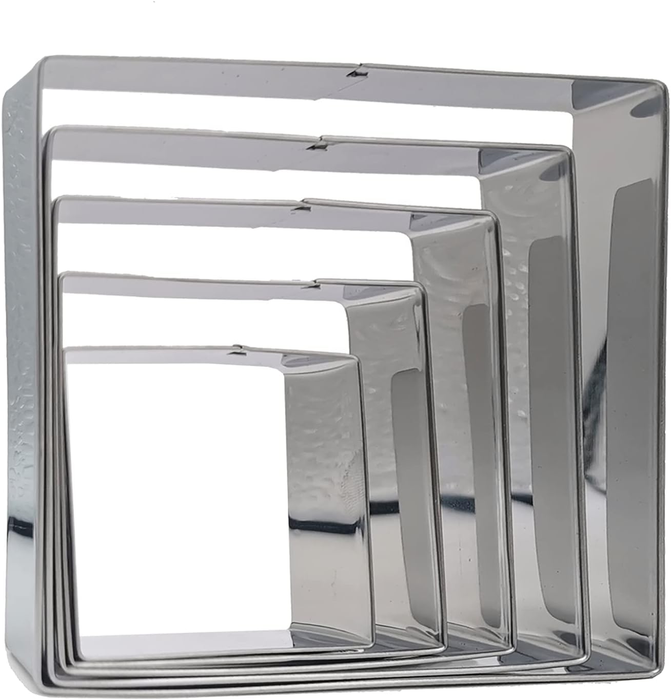 Square Cookie Cutter Set-5 Pack Stainless Steel Square Biscuit Molds Fondant Cake Cookie Cutter Set Pastry Mold-2",2.5", 3", 3.5",4"