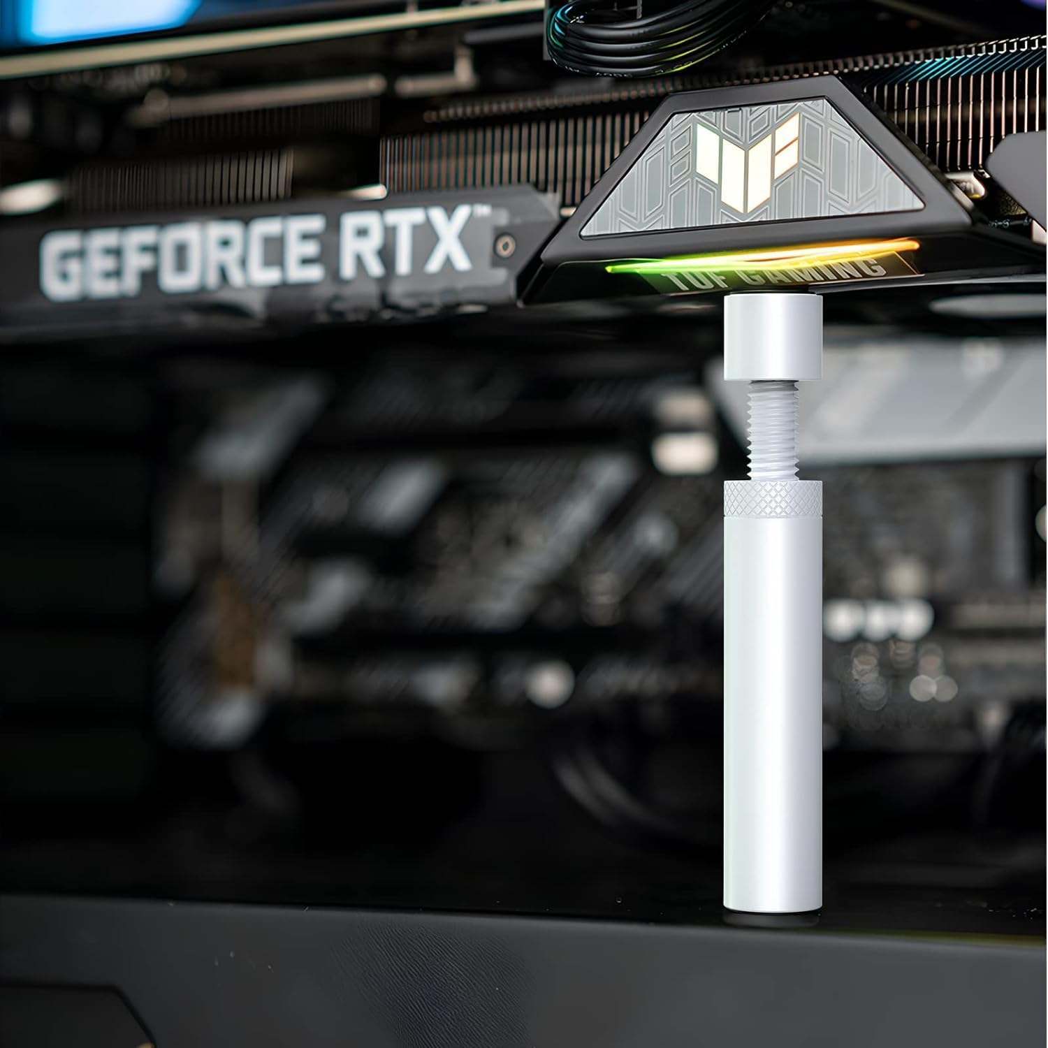 Mijradge Support Bracket Graphics Card GPU , Adjustable Height GPU Sag Bracket with Magnet & Non-Slip Sheet, GPU Brace for Prevent Universal Graphics Card Sag (White) - White image number 3