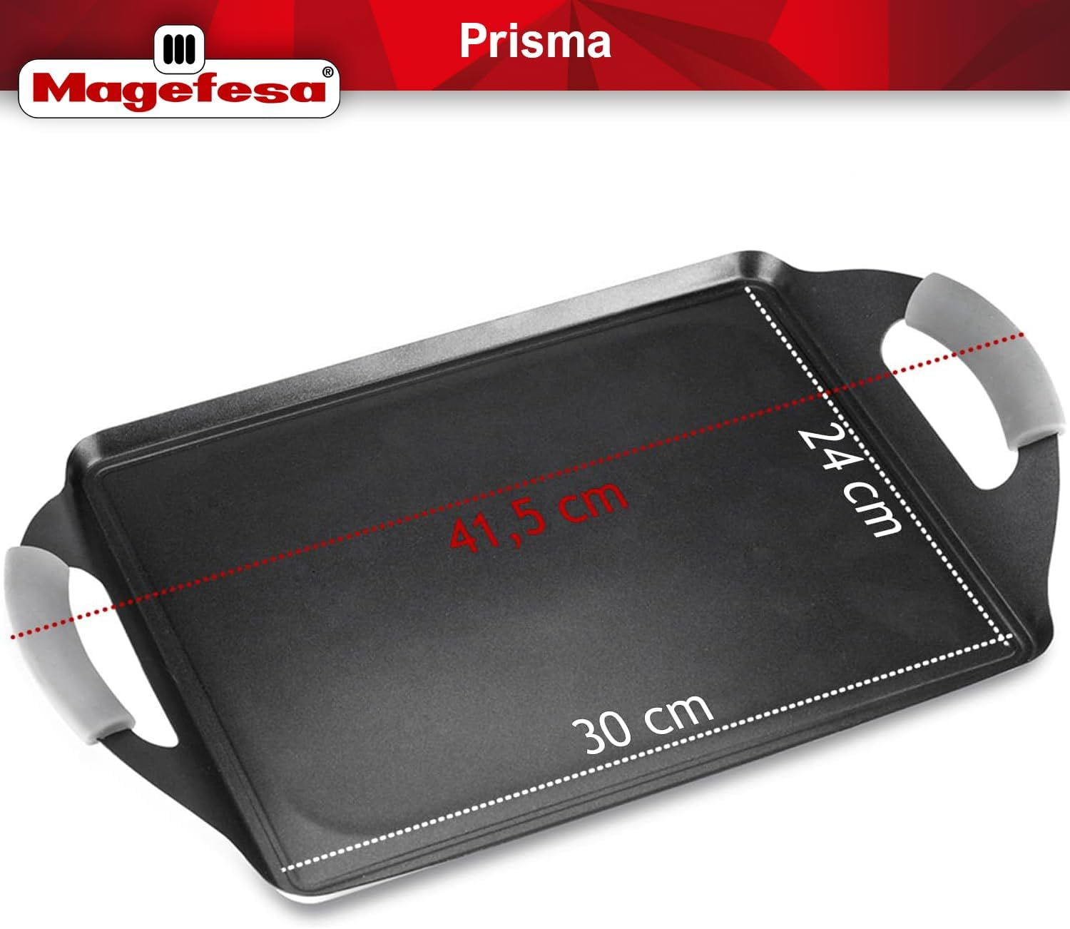 MAGEFESA Prisma &ndash; 10.8 Inches Teppanyaki Griddle Pan, Made in 18/10 Stainless Steel, Triple Layer Non-Stick, for All Types of Kitchens, Induction, Dishwasher and Oven Safe up to 392 &ordm;f image number 2