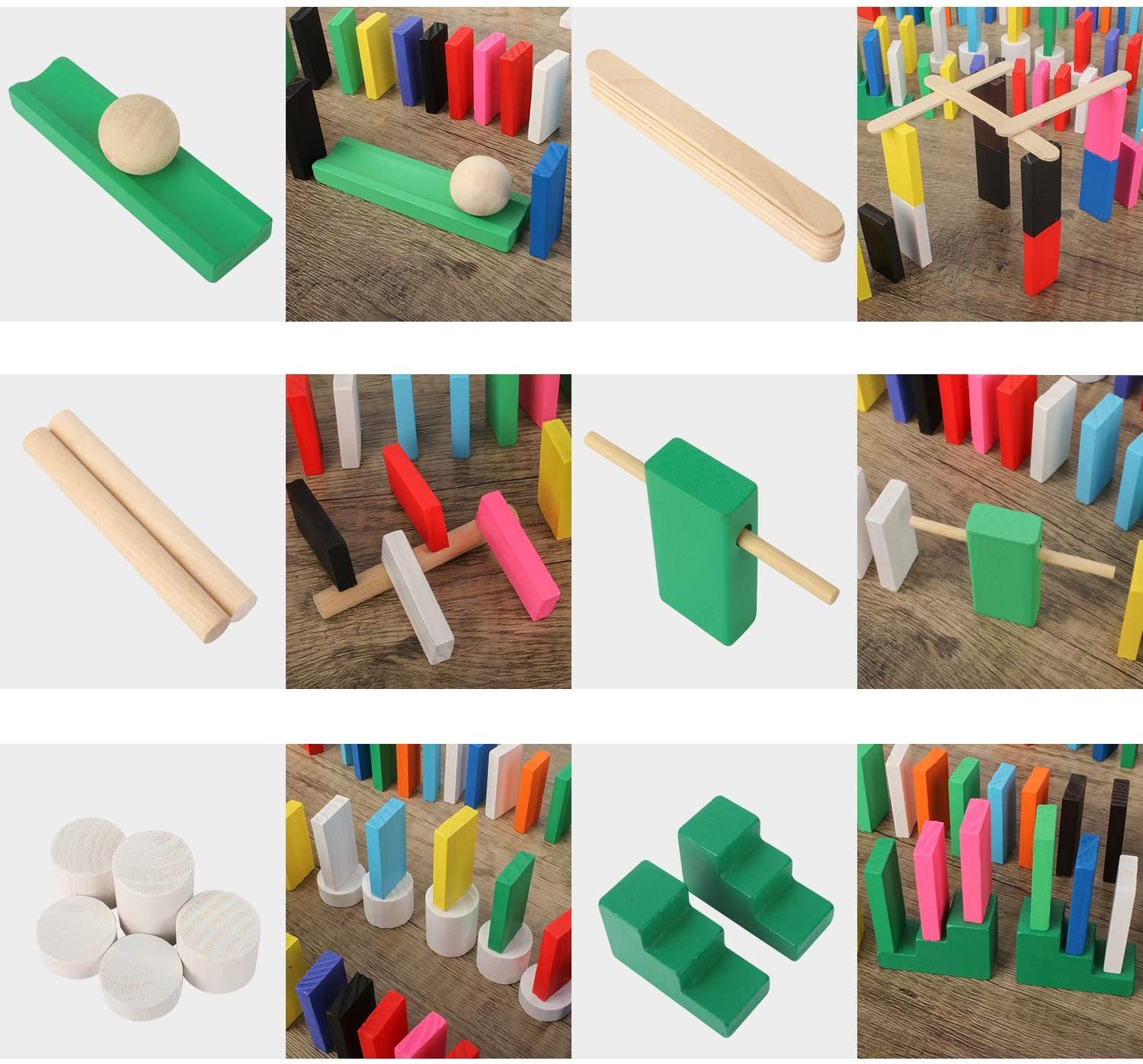 Calmado - Dominoes, 450 Pcs Dominoes Set, Games/Toy Made from Wood, Family Games Domino Grand Edition Set + Bag+ Instruction Manual + Accessories image number 3