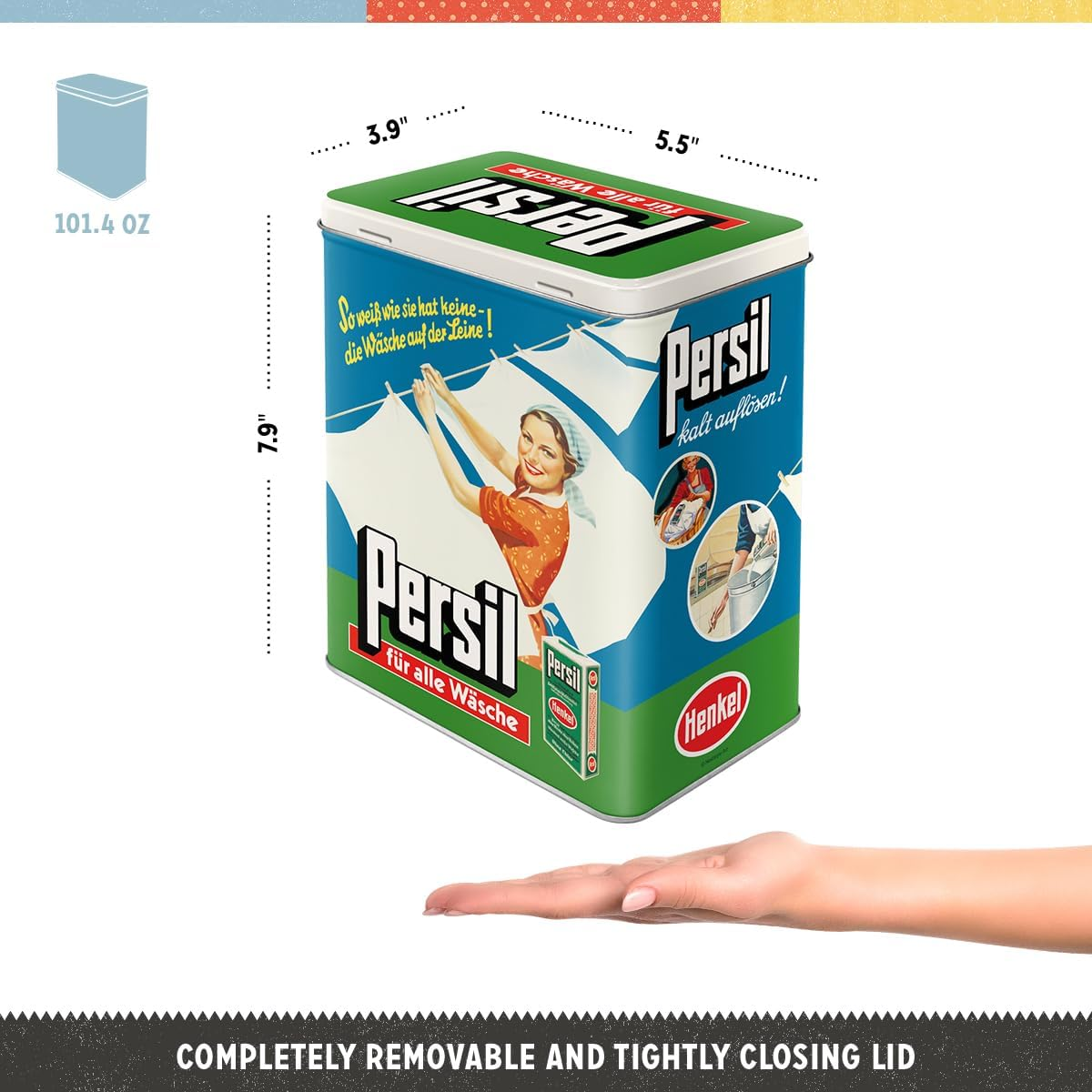 Nostalgic-Art Persil &ndash; Laundry on a Line &ndash; Gift Idea for Nostalgia Fans, Metal, Vintage Design, 3 L