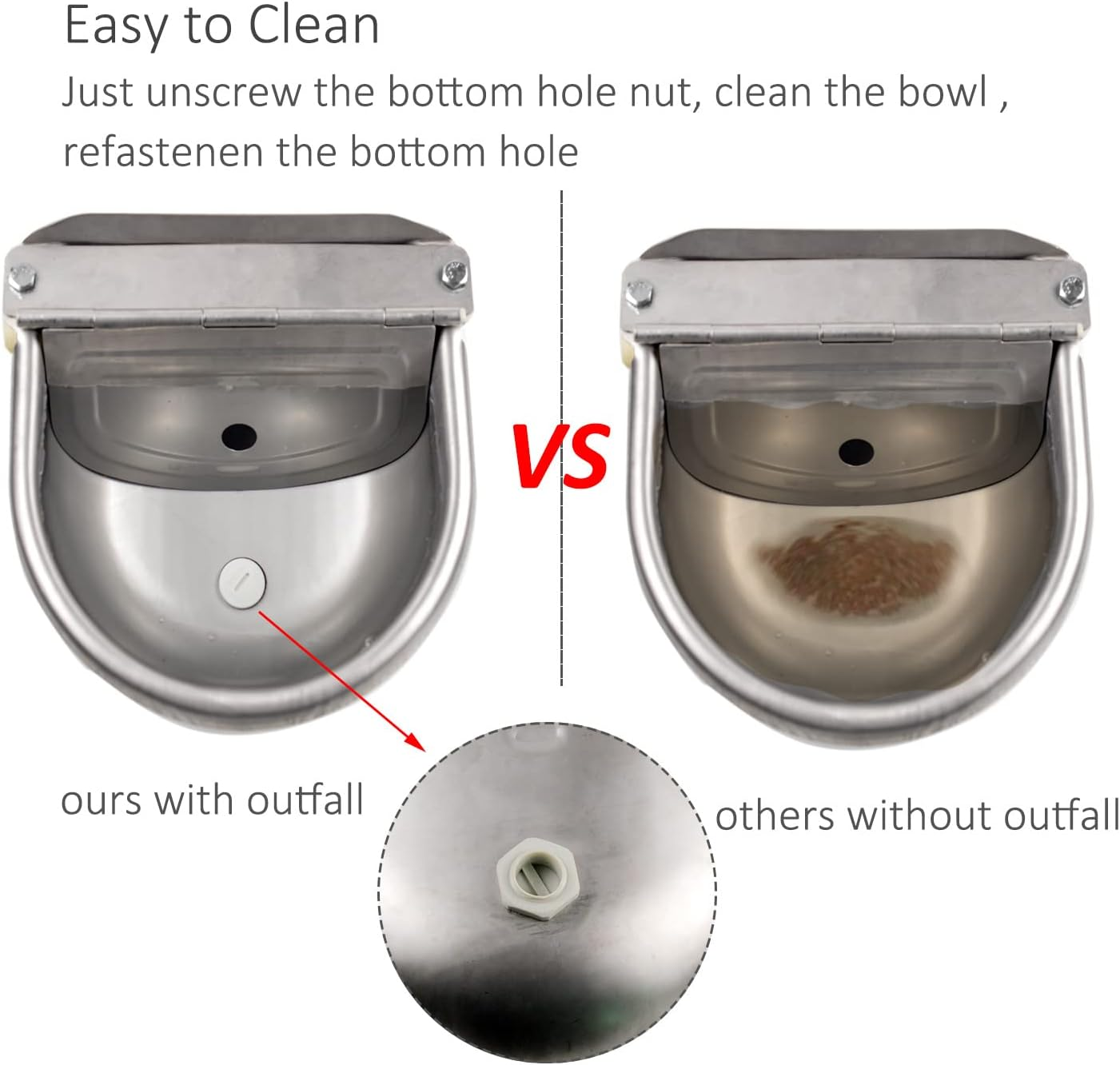 Automatic Water Dispenser for Dog Water Bowl Dispenser Large Size Stainless-Steel Waterer Feeder Self Filling Water Trough for Poultry and Livestock - Metallic Gray image number 5