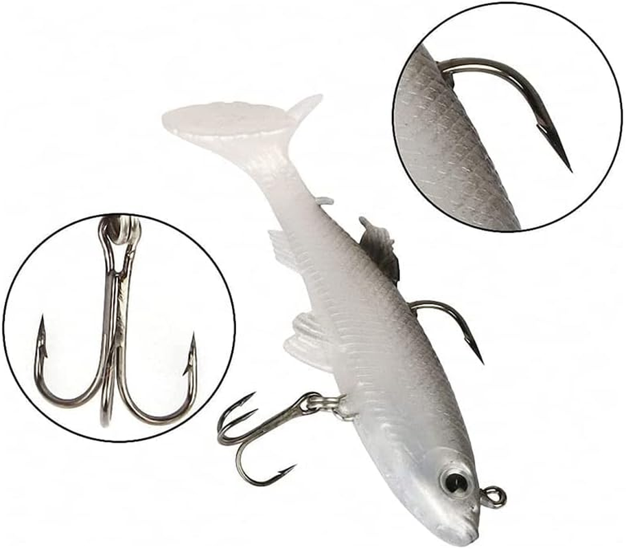 AIMALL 10PCS Soft Plastic Lures, 3.15 Inch Poddy Mullet Flathead Jig Head Fishing Tackle, Stretchy PVC Body with Paddle Tail for Bream, Bass, Cod, and Saltwater Fish image number 2