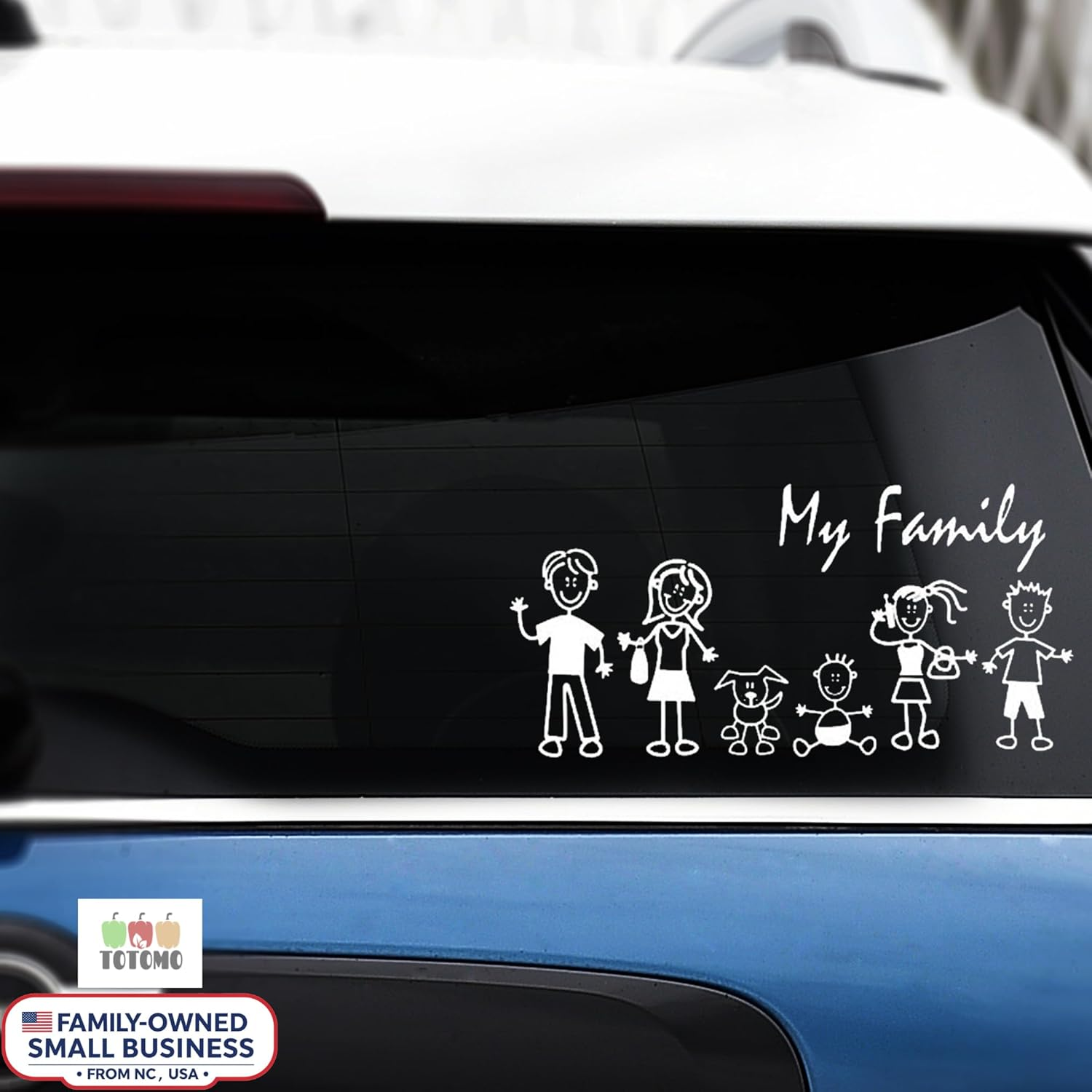 TOTOMO 48 Stick Figure My Family Car Stickers with Pet Dog Cat Fish Rabbit Bird Family Car Decal Sticker for Windows Bumper image number 3