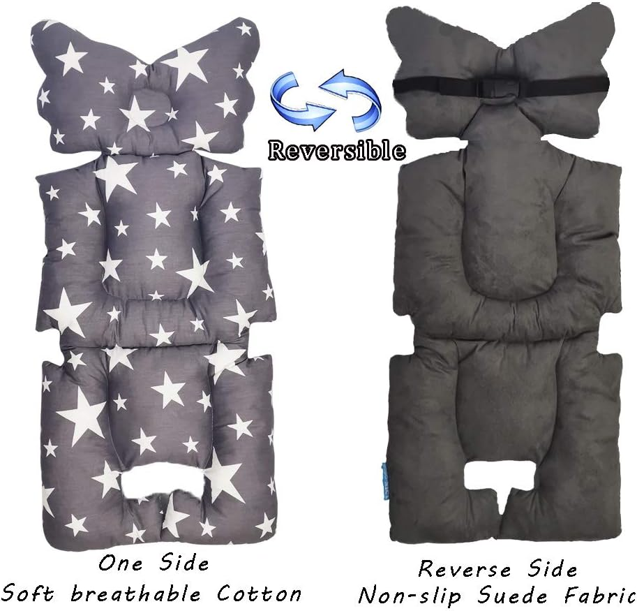 Stroller Liner Insert Thick Padding, Reversible Cotton Cushion Universal for Baby Carrier Pram,Non Slip, by Grey Star image number 1