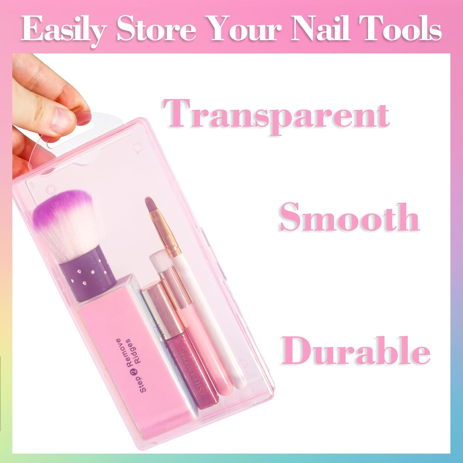 Lokyango 4-Piece Plastic Storage Box for Nail Tools - Manicure & Pedicure Supply Organizer Case (4Pcs in Pink) image number 5