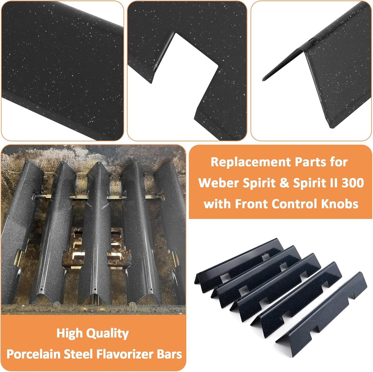 7636 Flavorizer Bars for Weber GS4 Spirit 2 Grill Series, for Weber Spirit II S-310 E-310 E-315, Spirit 300 E/S-310 320 Parts, Porcelain Enameled, Replacement for Weber GS4 Parts 67046 69797 68843 image number 1