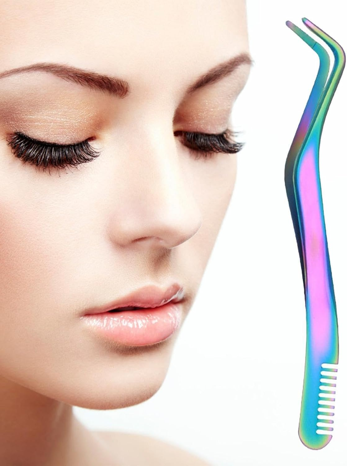 Curved Tweezers for Lashes - Stainless Steel Eyelash Extension Tweezer | Comb and Clusters | Lash Applicator Tool for Women | Eyelash Applicator Tool | Professional Eyelash Extension Tools