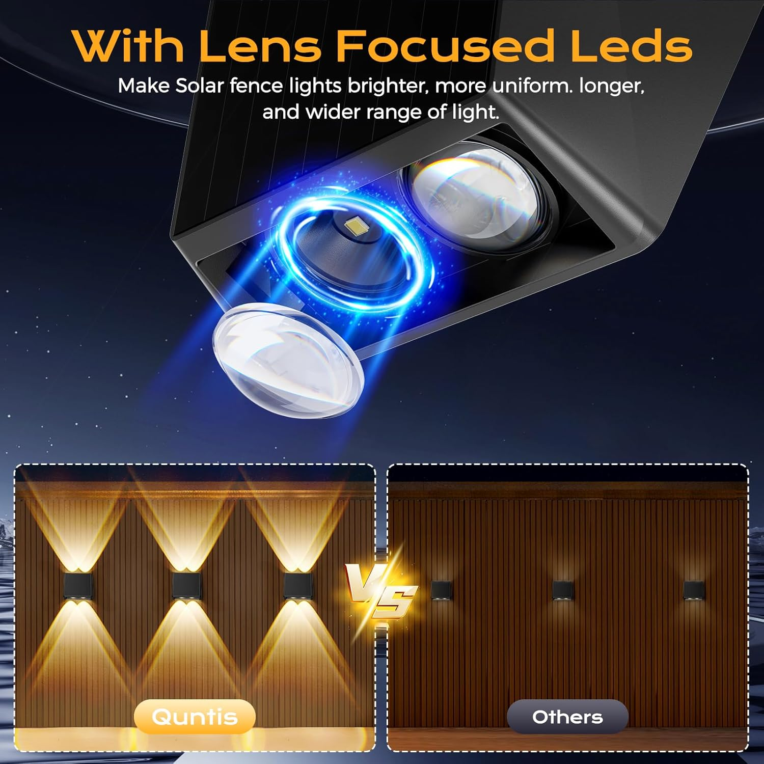 Quntis up down Solar Wall Light Outdoor, 4 Pack Solar Fence Lights Warm White & 13 RGB Modes IP65 Waterproof Front Door outside Lights for Garden Porch Deck Stair Post Yard Backyard Pathway image number 1