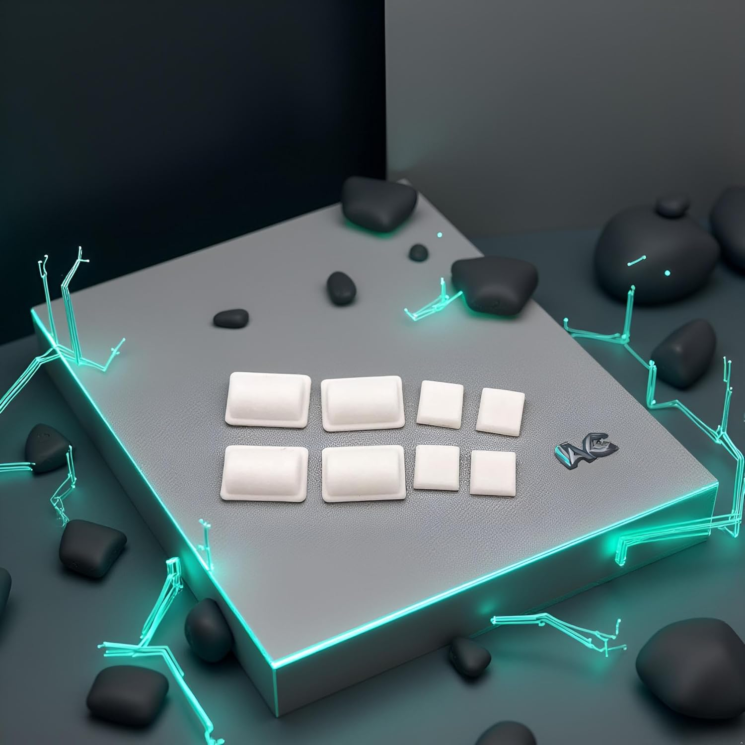 White 8 in 1 Screw Rubber Feet Kit Cover Set for WII Console White Accessories image number 1