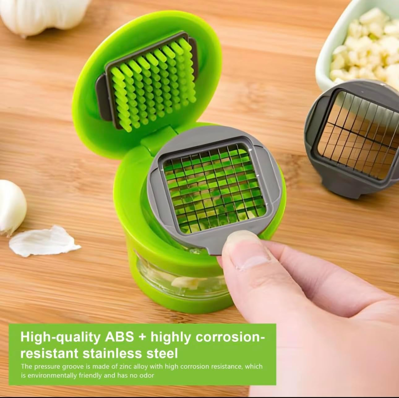 Garlic Press-Garlic Chopper Mini Vegetable Slicer Garlic Mincer Tool Crusher Slicer Twister Garlic Press Kitchen Gadget image number 5