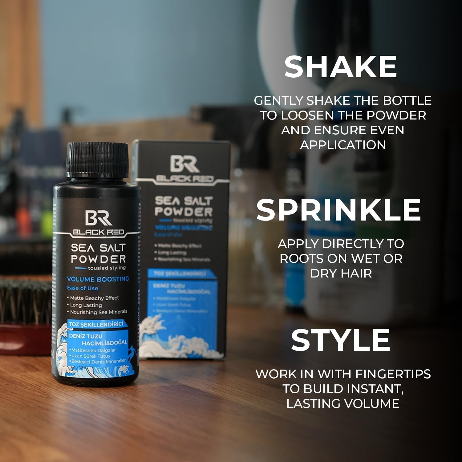 Black Red Sea Salt Hair Powder, 20G | Volumizing & Texturizing Powder with Sea Minerals | Matte Beachy Finish, Strong Hold, Non-Greasy | Instant Lift & Natural Styling for All Hair Types image number 4