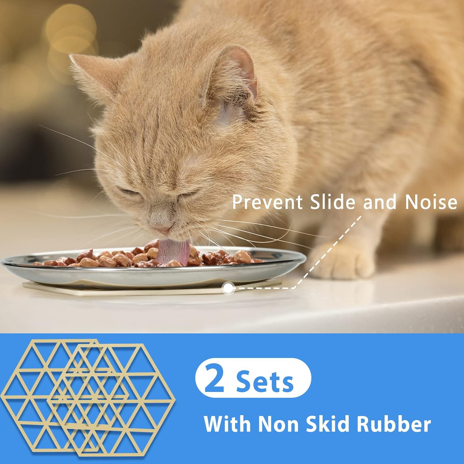 Stainless Steel Cat Dishes for Food and Water Bowls for Small and Medium Pets Relief of Whisker Fatigue -2 Sets Shallow Style image number 3