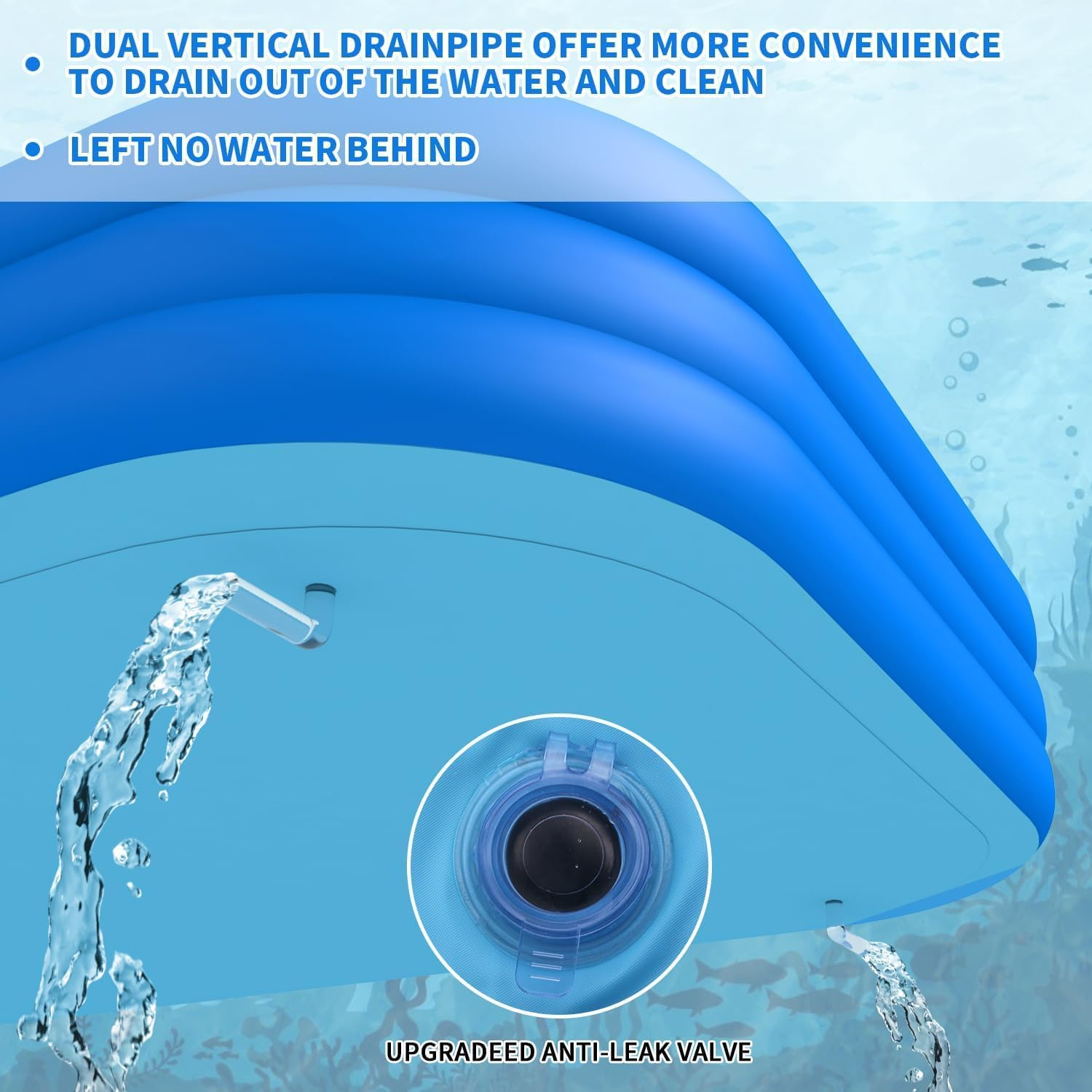 380Cm Inflatable Playing Pool, Family Rectangular Swimming Pool with Inflatable Soft Floor for Backyard, Garden, Indoor(Blue) image number 2