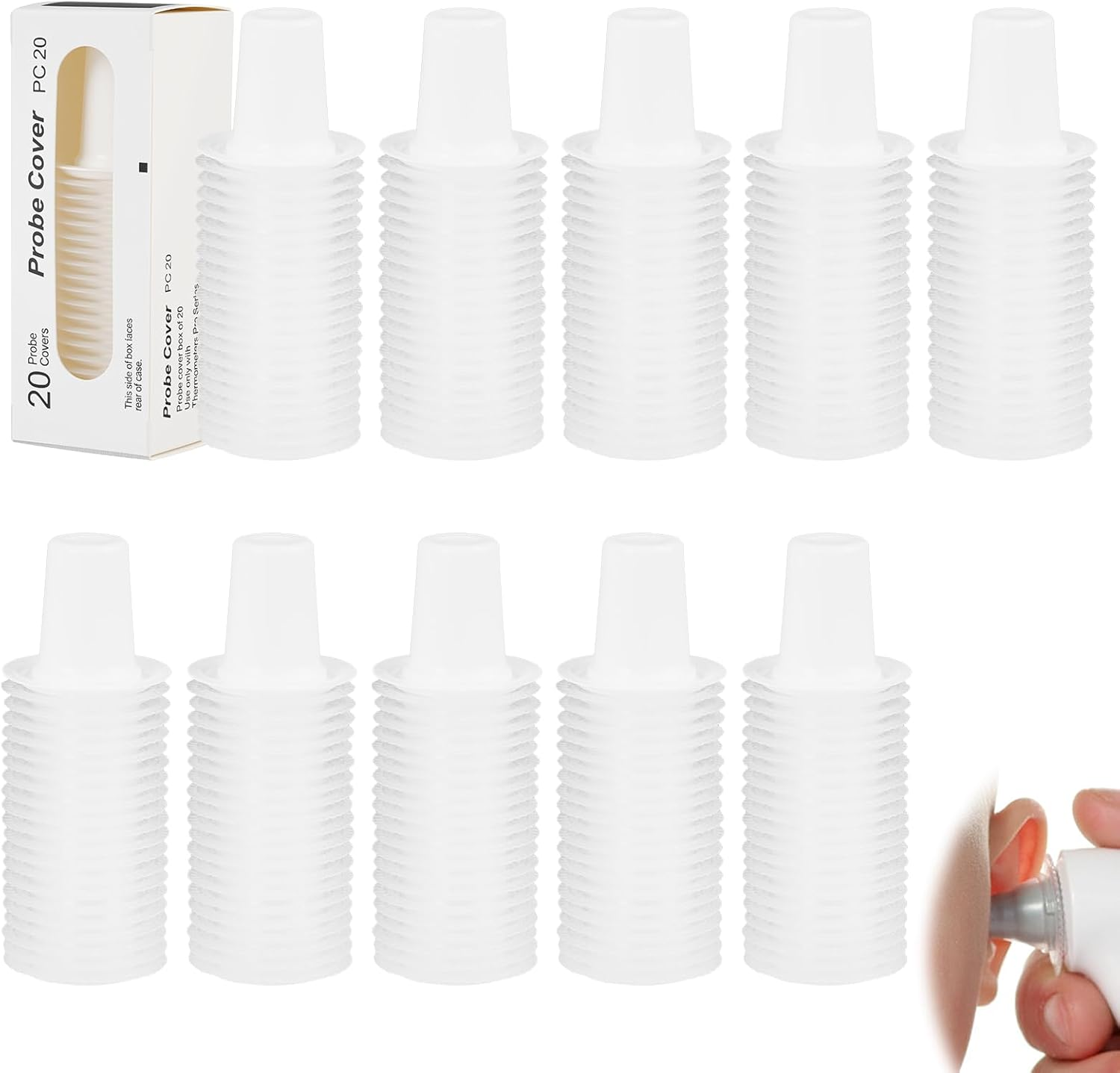 200 Pack Ear Thermometer Probe Covers Compatible with Braun Thermoscan, Replacement Lens Filters & Refill Caps for All Braun Thermometer Models, Hygienic Disposable Protective Covers BPA & Latex Free image number 5