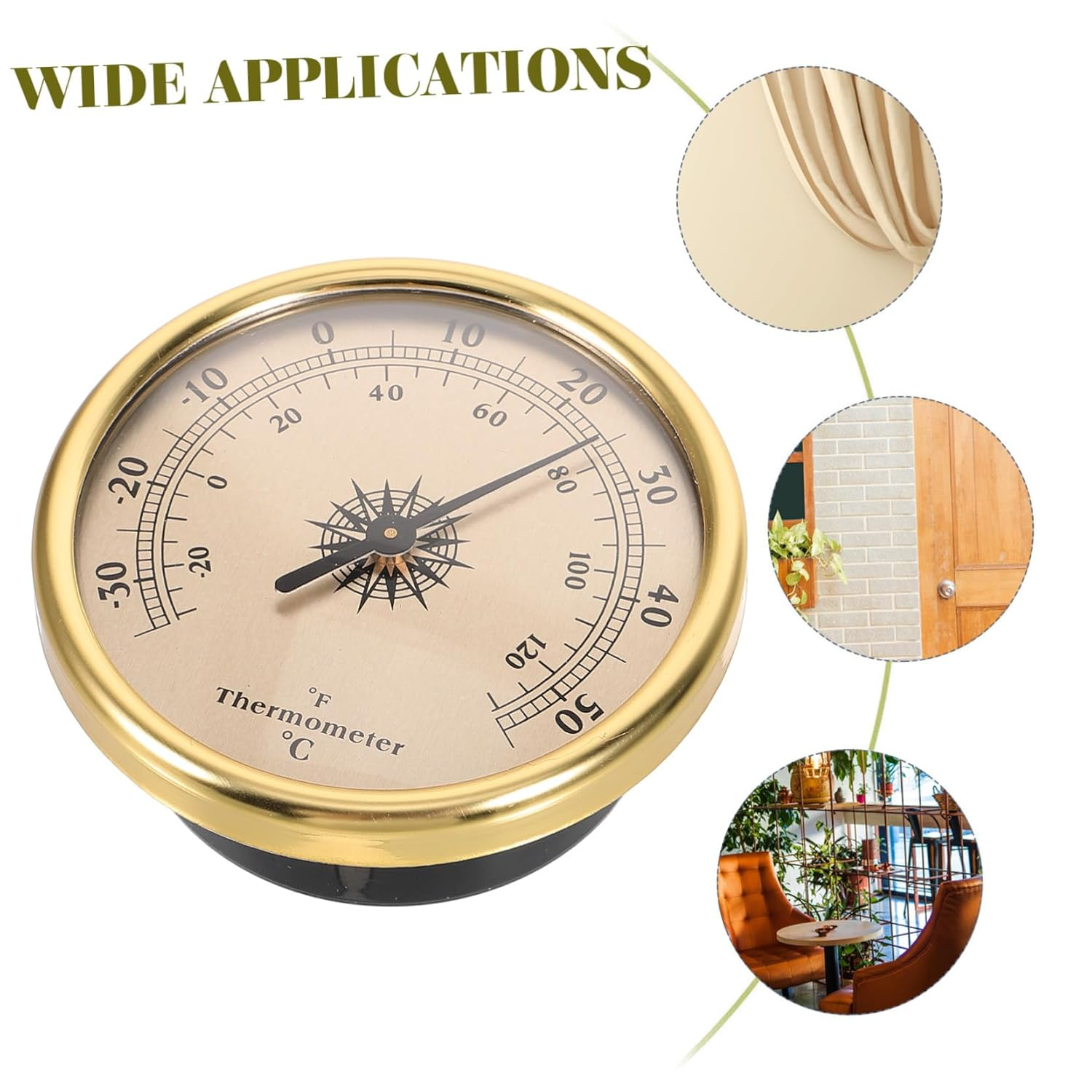 Wall Mount Temperature Gauge Thermometer for Home and Weather Monitoring Clear Scale Compact round Design Read Temperature for Indoor Use image number 4