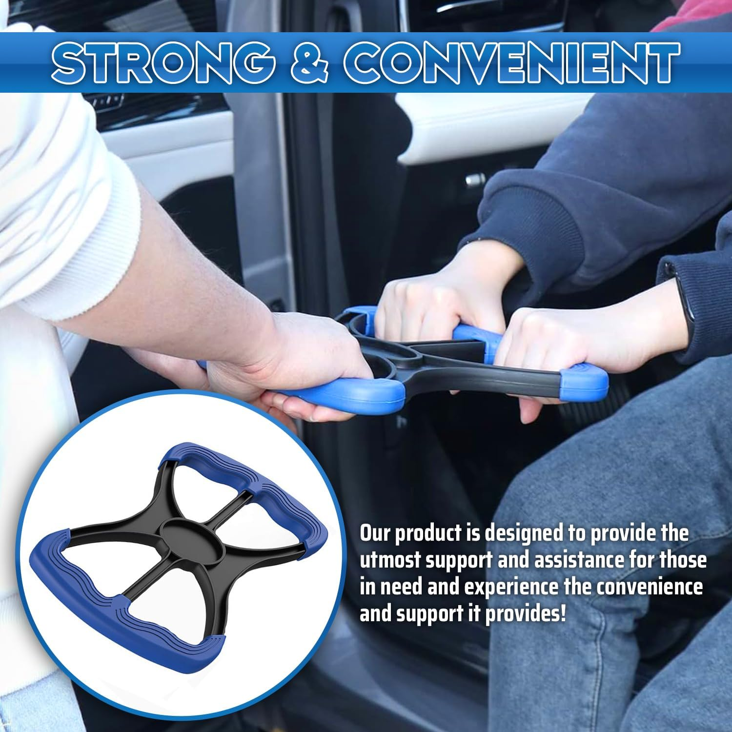 Lift Assists Standing Aid - Handicap Bar with No-Slip Grip Handles for Easy Transfers - Portable Lift Aid for Elderly, Seniors, Bariatric Patients, Disabled - Caregiver & Nurse Support, Safe Mobility Aid