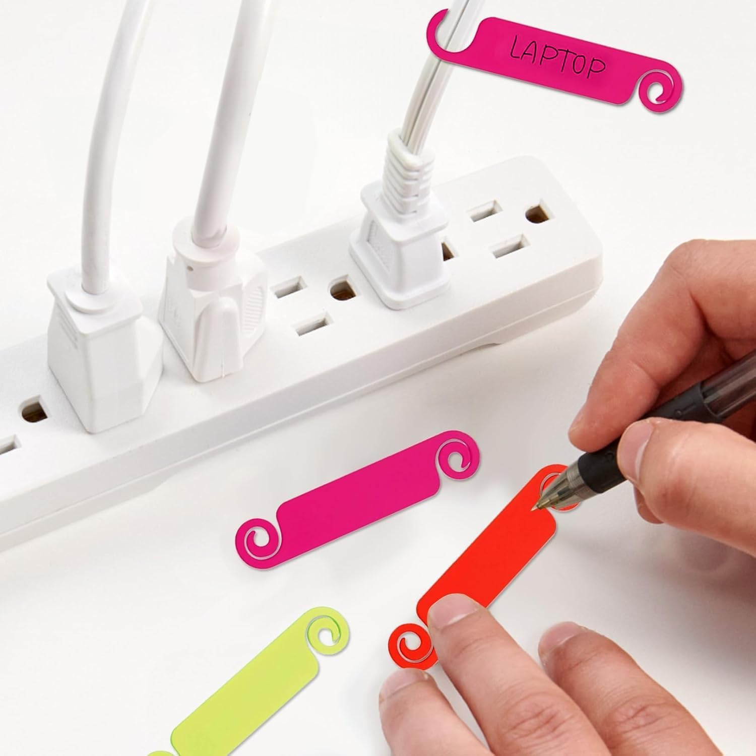 60 PCS Multicolor Cable Labels Cable Tags Cable Management Labels Write on Cord Identification Tags for Thin Cables USB Computer Phone Charger (Not for Thick Cables)