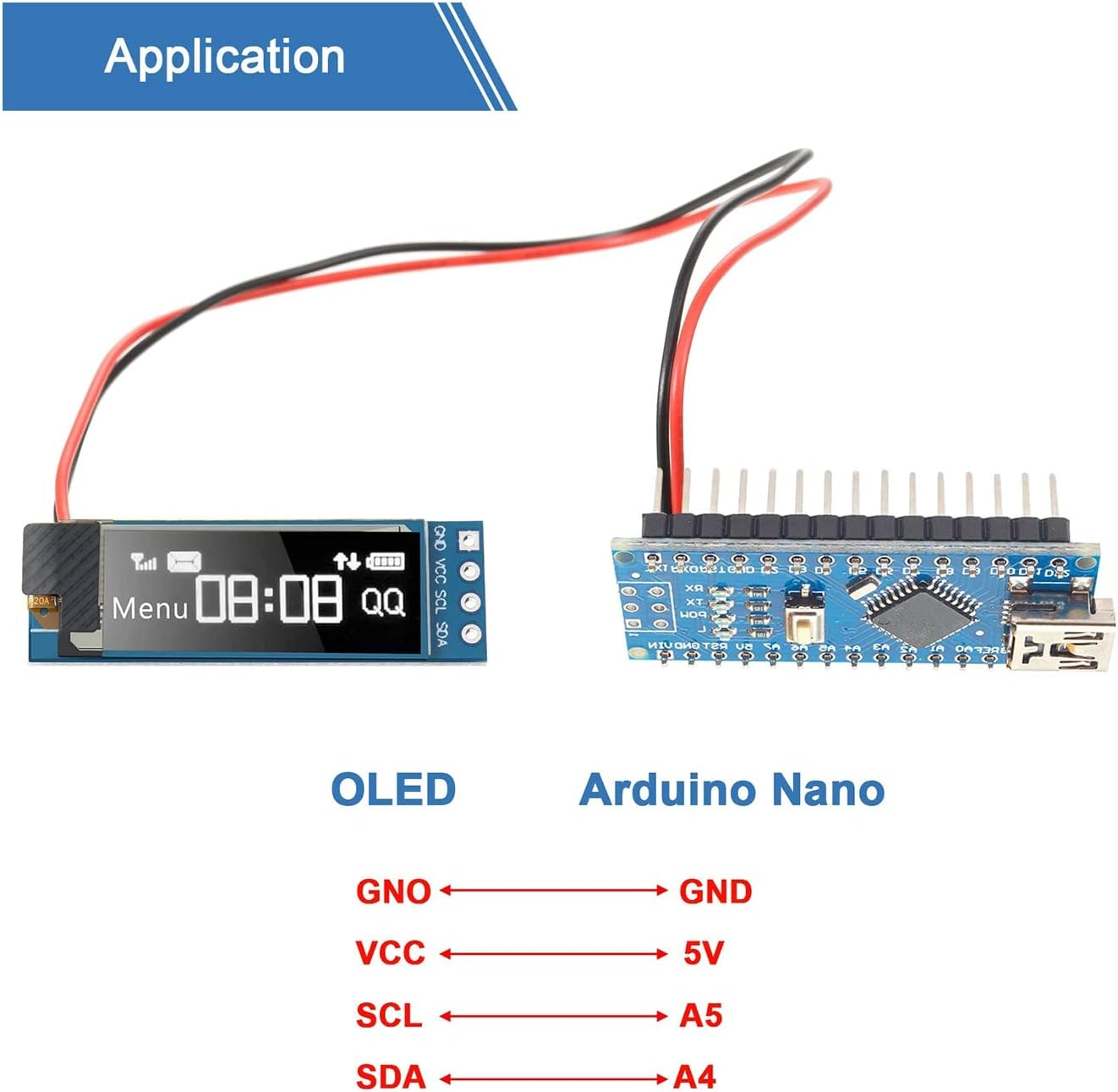 5 Pieces I2C Display Module 0.91 Inch I2C OLED Display Module I2C OLED Screen DC 3.3V-5V(White Light)
