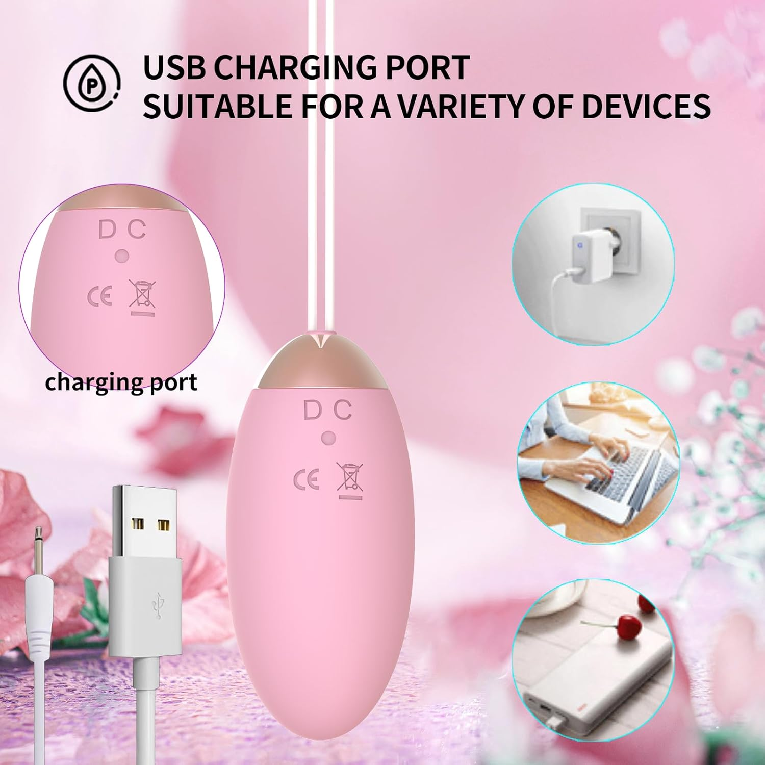 COREXPOWER Remote Control Vibrator for Women, Wearable Wireless Remote Vibrator Adult Toy, Mini Egg Shape Vibrator Bullet, Vibrating Ball for Women, Little Pink Rem image number 5