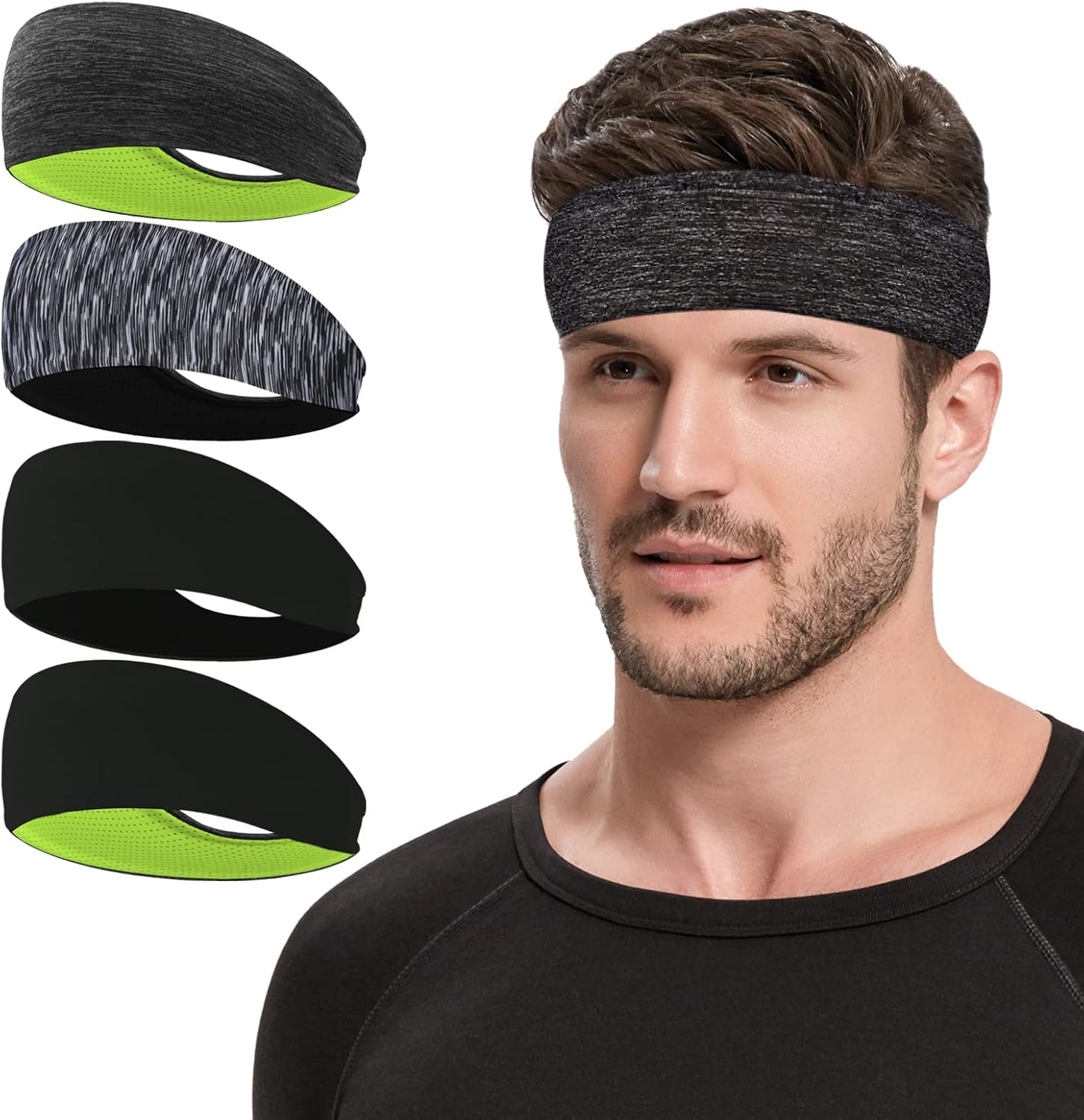 Sweatbands Sports Headband for Men & Women, Moisture Wicking Hairband Athletic Towel Headbands Cotton Head Sweat Bands for Running, Cycling, Yoga, Spa