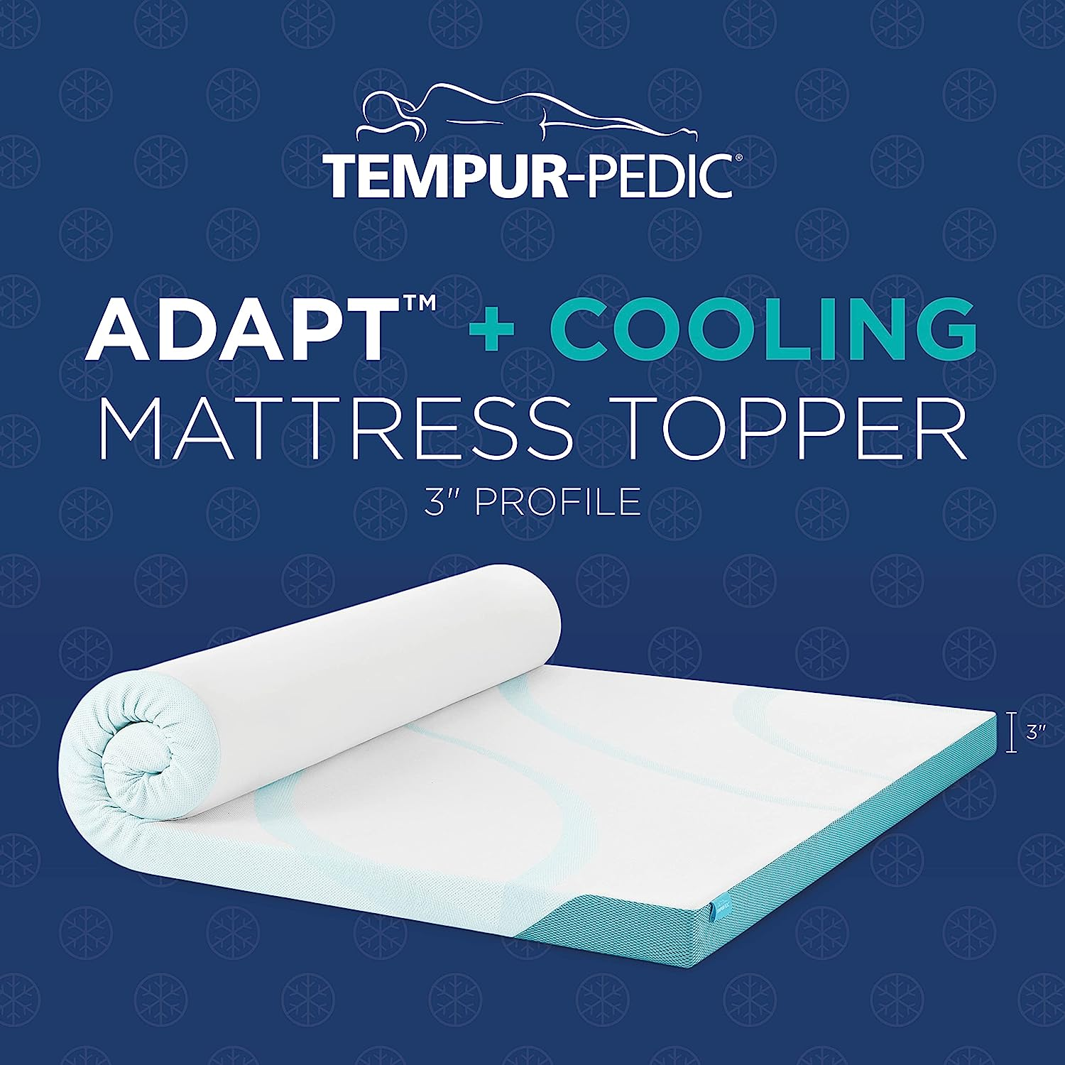 Tempur-Pedic Tempur-Adapt + Cooling 3-Inch Twin XL Mattress Topper Medium Luxury Premium Foam, Washable Cover,Medium Cooling Topper, White image number 2