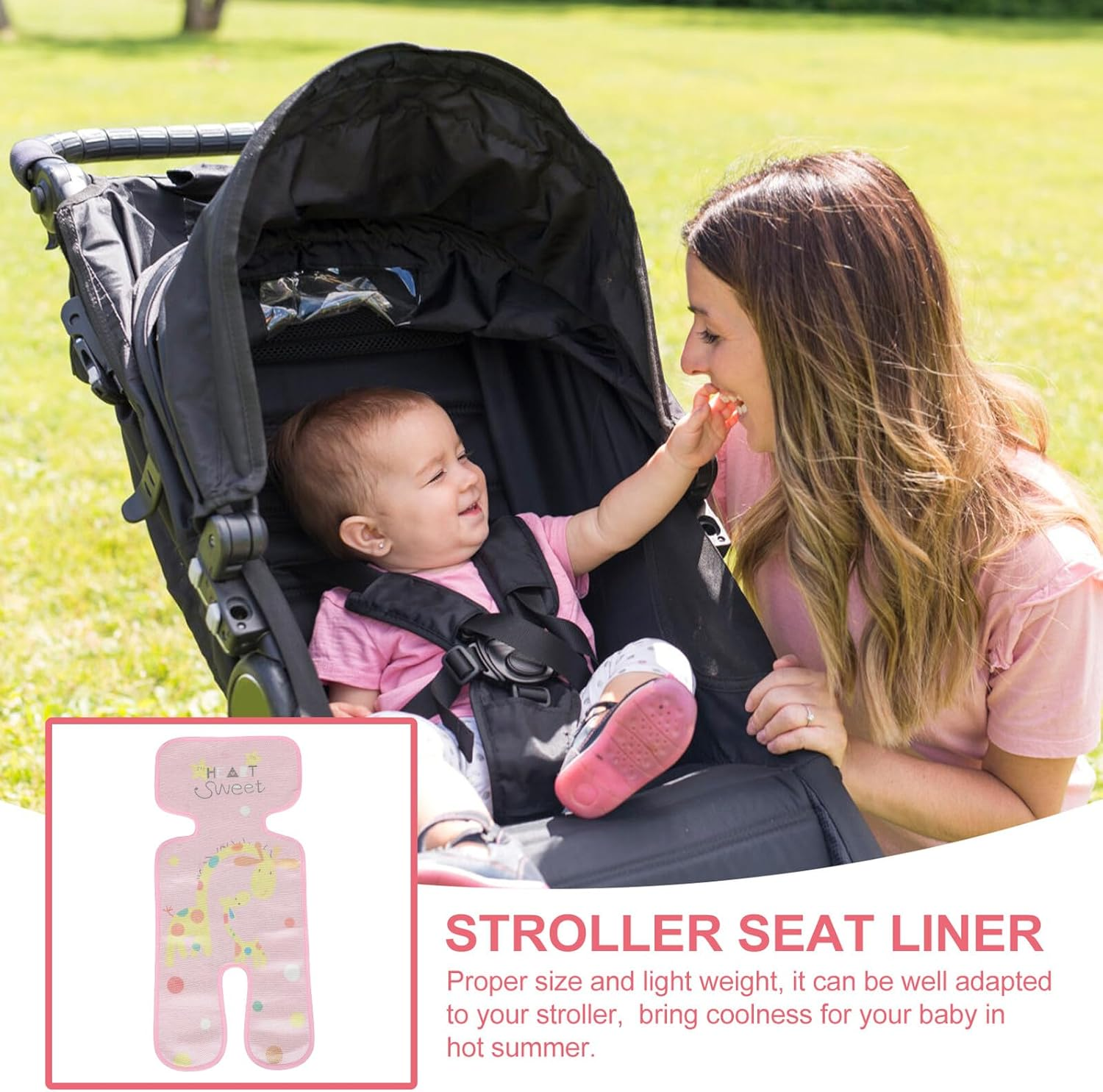 Ice Silk Stroller Seat Mat Cooling Pad Breathable Cushion for Newborns Summer Stroller Liner Soft Lightweight Seat Cover image number 2