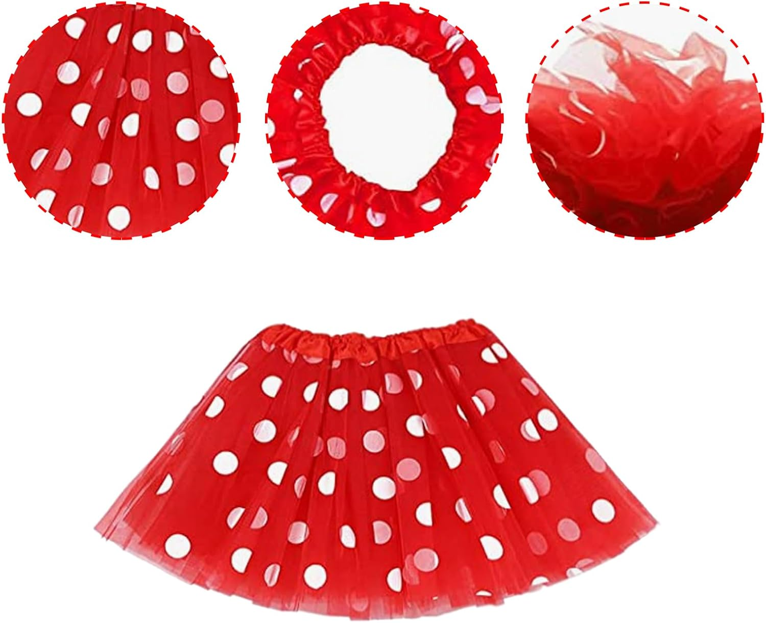 4Pcs Minnie Mouse Costume, Girls Mouse Halloween Costume, Mouse Dress up Outfits with Tutu Skirt, Mouse Ear Headwear, Gloves and Sticker, Halloween Xmas Carnival Princess Fancy Dress up for Kids image number 4