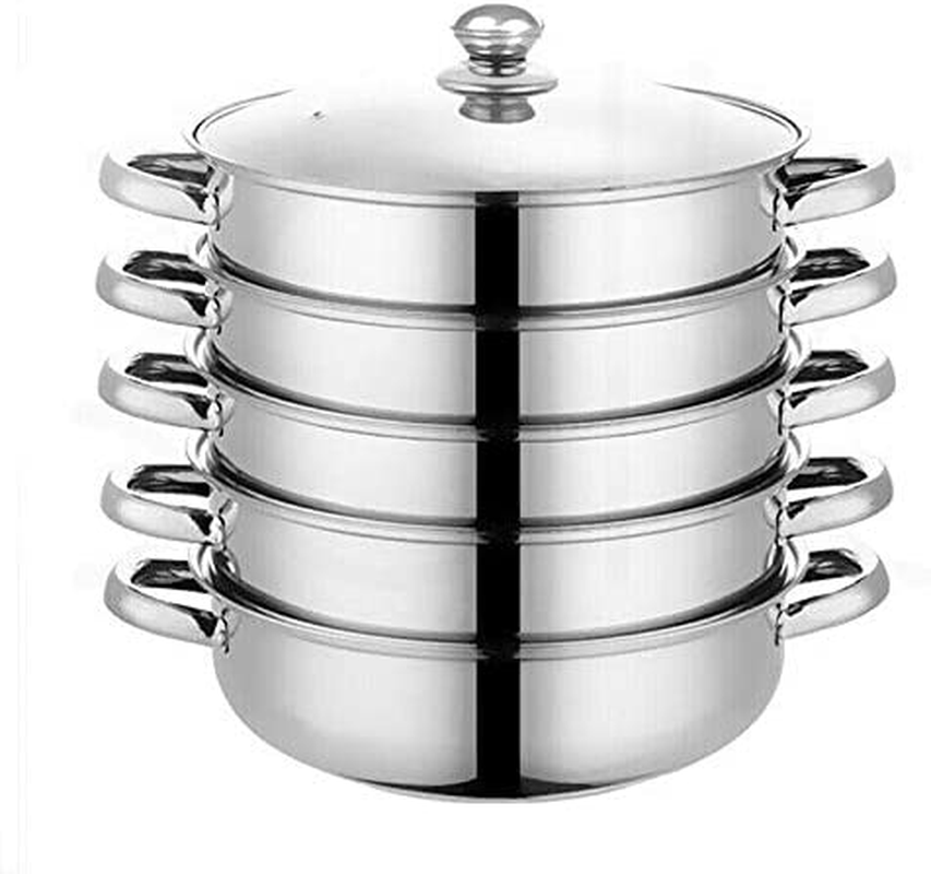 4/5 Tier Stainless Steel Steamer Meat Vegetable Cooking Steam Pot Kitchen Tool (5 Tier) image number 4