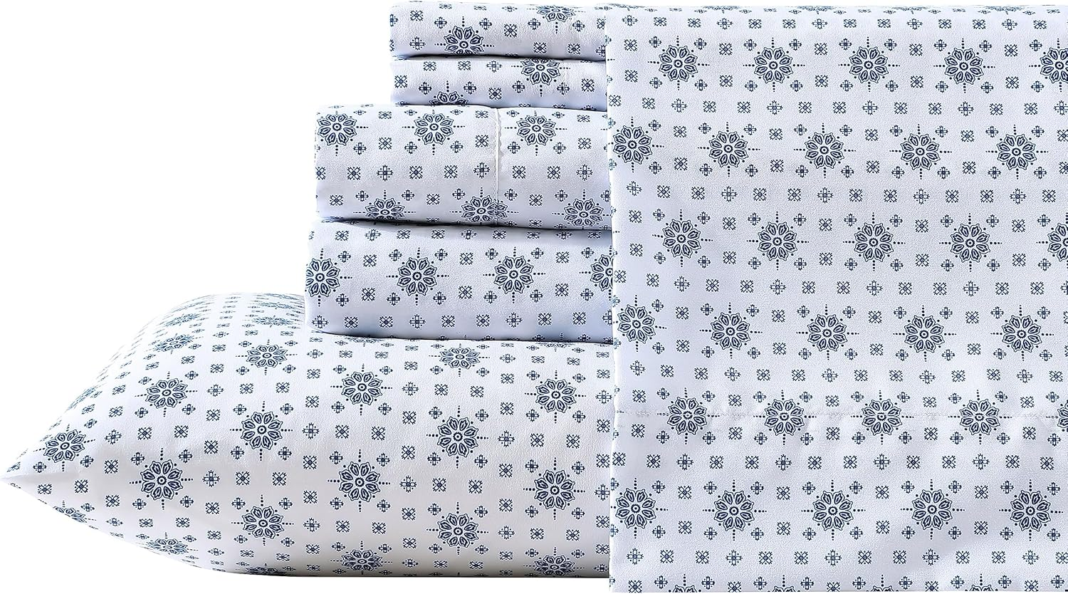 Wrangler- Queen Sheet Set, Silky & Lightweight Bedding Set, Casual Home D&eacute;cor (Horseshoe Dots Navy, Queen)