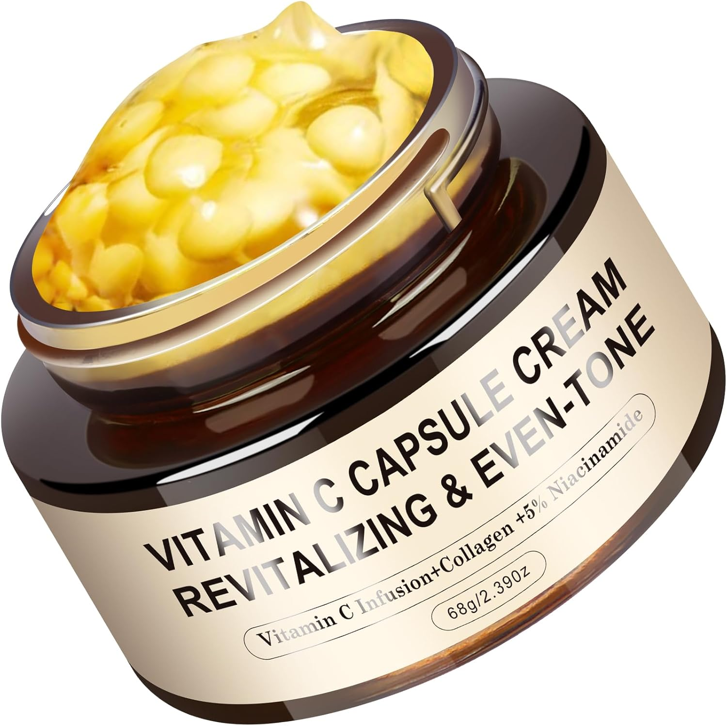 Vitamin C Capsule Cream, 68G - Face Moisturizer with Vitamin C, Collagen & 5% Niacinamide for Revitalized & Even-Toned Skin