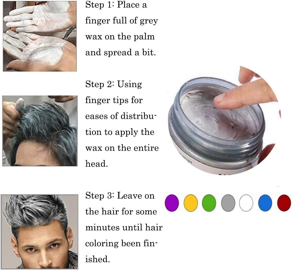 Mofajang Silver Grey Hair Color Wax, Natural Hairstyle Wax 4.23 Oz, Temporary Hairstyle Cream for Party, Cosplay, Halloween, Daily Use, Date, Clubbing (Silver Grey) - Blue image number 7