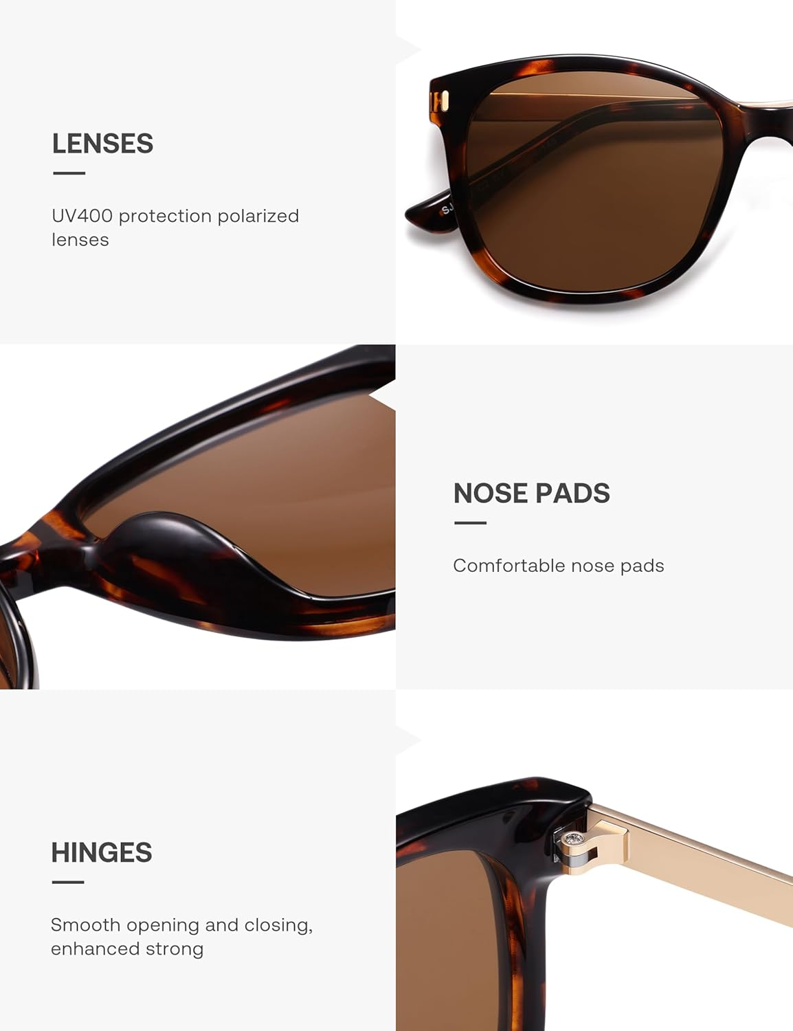 SOJOS Classic Square Polarized Sunglasses for Women Oversized Trendy Retro UV Protection Shade SJ2640 image number 3