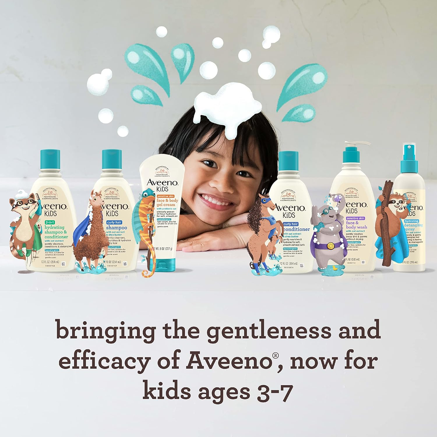 Aveeno Kids 2-In-1 Hydrating Shampoo & Conditioner, Gently Cleanses, Conditions & Detangles Kids Hair, with Oat Extract, for Sensitive Skin & Scalp, Hypoallergenic, 3 Pack, 12 Fl. Oz image number 1