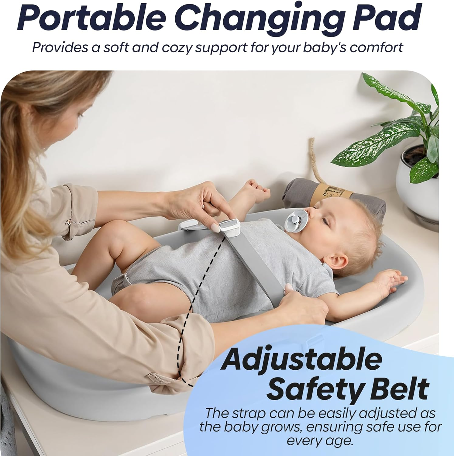 FLAIREON Baby Changing Pad, Waterproof Soft PU Change Pad for Babies, Portable Baby Changing Mat, Fits All Changing Tables, Lightweight Nappy Change Mat, Soft Change Mat Cover &ndash; Light Gray image number 6