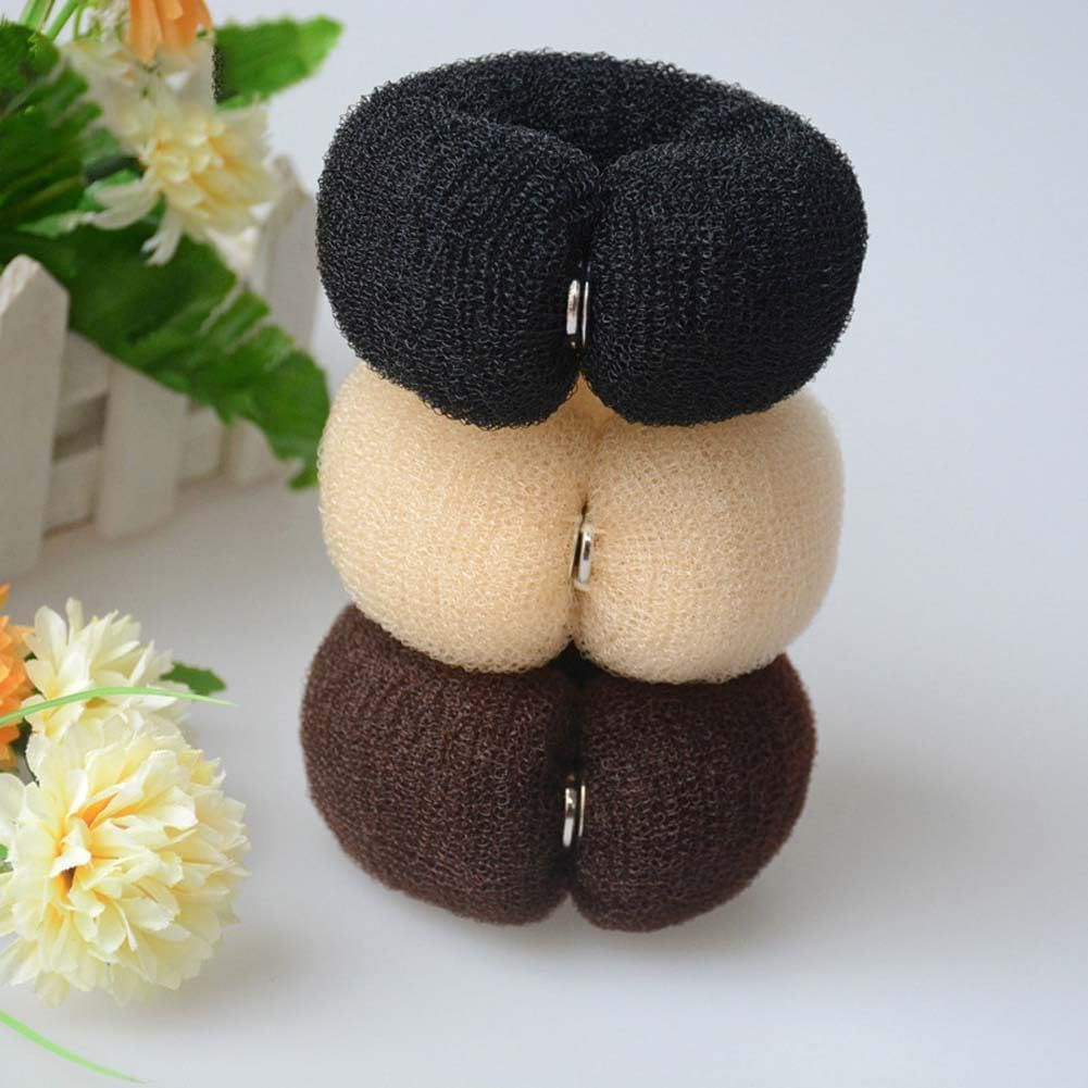 3PCS 20Cm Donut Hair Bun Maker - Ring Style DIY Hair Foam Ring Shaper - Snap Roll Bun Tool Magic Styling Tool for Women (3 Colors) ﻿ image number 4