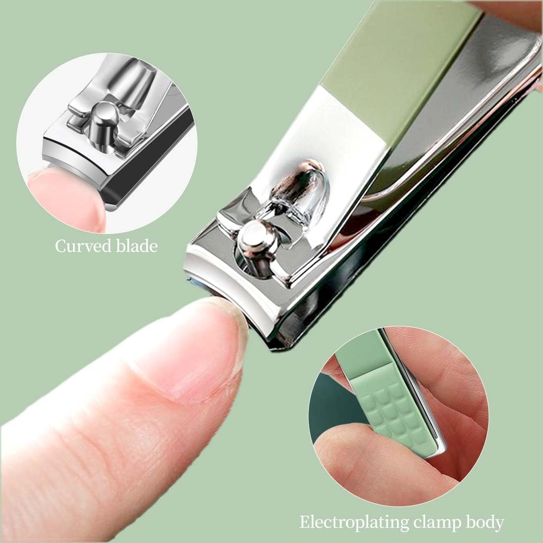 MUNZE Manicure Set 9-Piece - Professional Nail Set and Pedicure Set for Men and Women, Nail Case - Green, Pocket Size, Portable, Ideal for Travel, Home Use