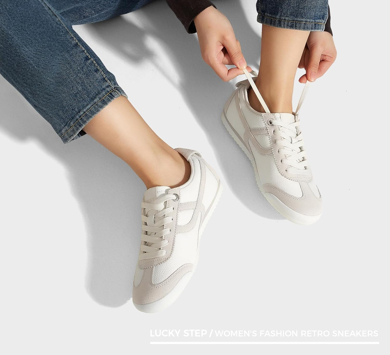 Lucky Step Women'S Lightweight Retro Trainers, Flexible Thin Sole Design & Breathable Mesh, Casual Shoes for City Walks and Fitness image number 7